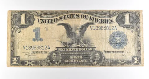 1899 $1 Silver Certificate Black Eagle Blue Seal Large Note *4525