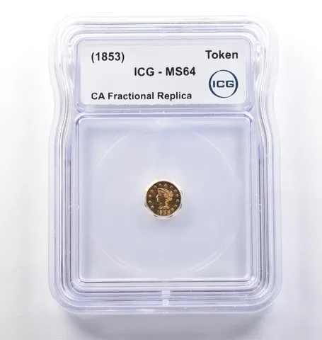 (1853) CA Fractional Gold Style Token Liberty Head Token MS64 ICG *3821