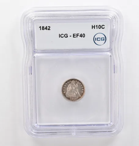 1842 Seated Liberty Half Dime EF40 ICG Beautiful Tone *9355