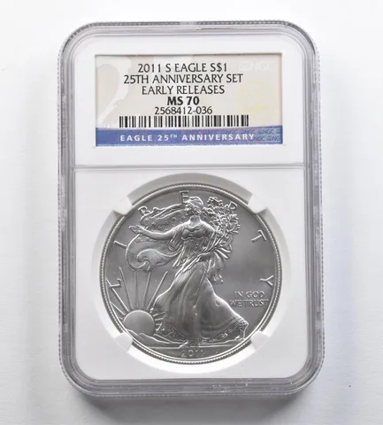 2011-S American Silver Eagle 25th Anniversary Set Early Release MS70 NGC *0611