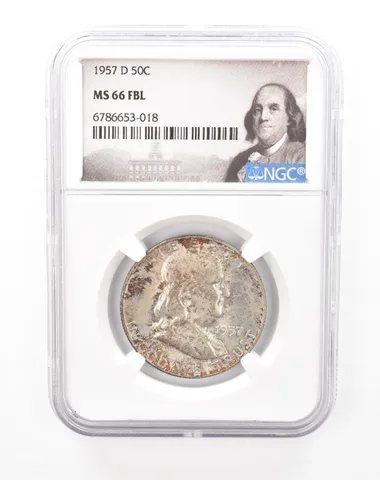 1957-D Franklin Half Dollar MS66 FBL NGC Beautiful Mint Set Tone *6767