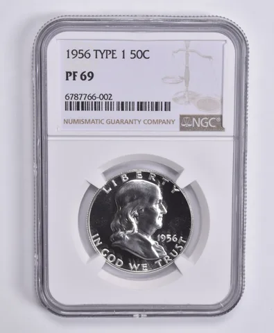 1956 Franklin Half Dollar Type 1 ONE PF69 NGC Brown Lbl