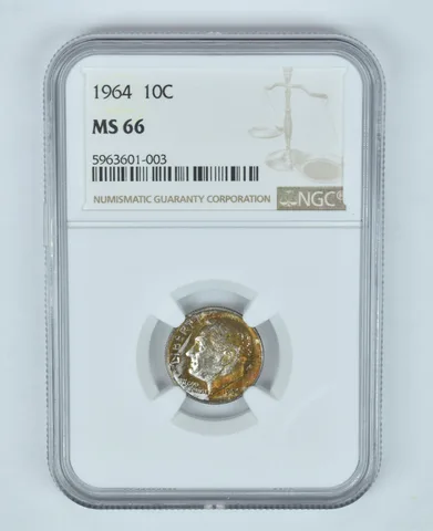 MS66 1964 Roosevelt Dime - Graded NGC Toned! a9034
