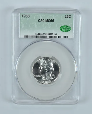 1958 Washington Quarter MS66 CAC CACg