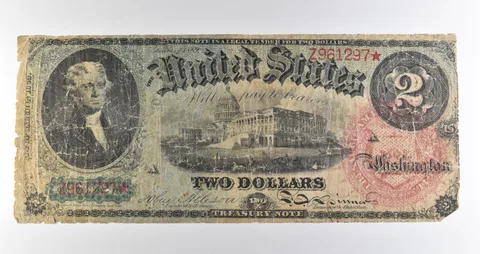 1869 $2 Treasury Note Star Note Large Note Red Seal *3593