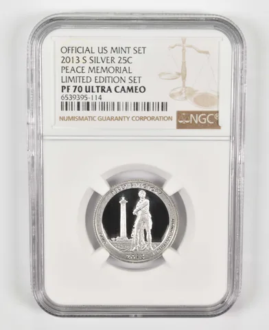 2013-S Quarter Silver Peace Memorial US Mint Limited Edition Set PF70 NGC