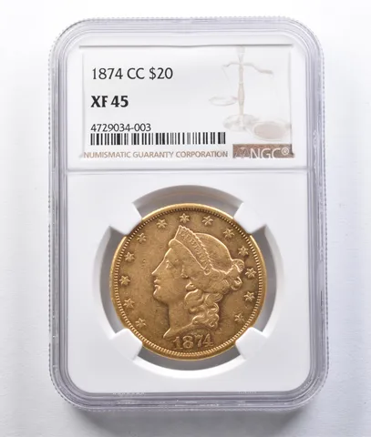 1874-CC $20 Liberty Head Gold Double Eagle XF45 NGC *2916
