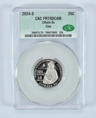 2024-S Washington Quarter Clad Zitkala-Sa PR70 DCAM CAC CACg