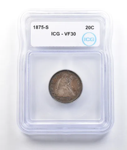 1875-S Seated Liberty Twenty Cents VF30 ICG *2726