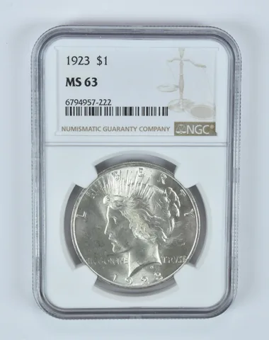 MS63 1923 Peace Silver Dollar NGC Beautifully Toned *9627