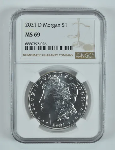 2021-D Morgan Silver Dollar MS69 NGC Brown Label