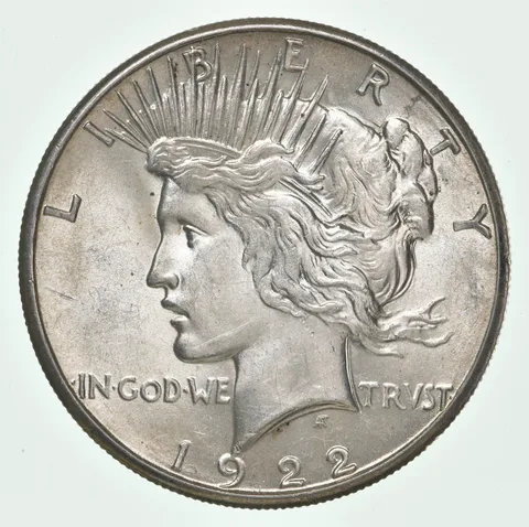 (1) BU 1922-S Peace Silver Dollar $1 Unc MS 90% - San Francisco Mint