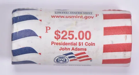 2007-P John Adams Presidential $1 Coin Roll of $25 Unc US Mint BU