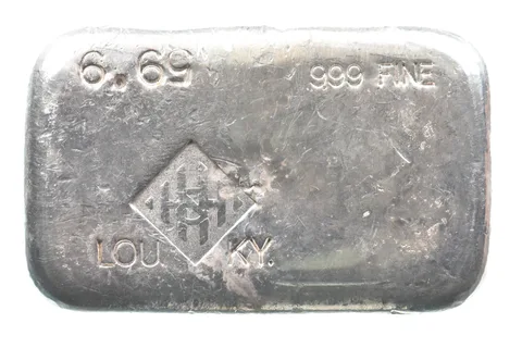 6.65 Troy Oz Silver Bar H&H Mining Inc Vintage Poured Loaf a2939