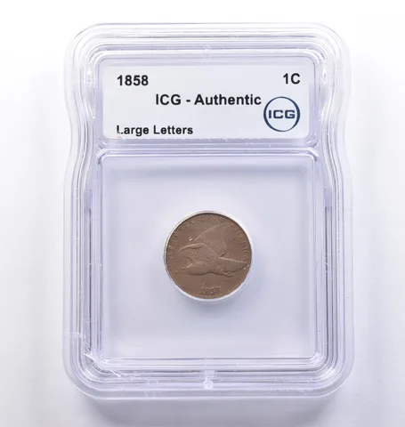 1858 Flying Eagle Cent Large Letters Authentic ICG *8369