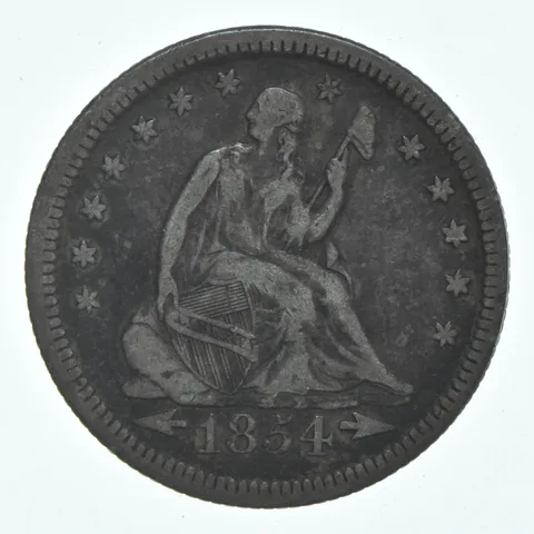 1854 Seated Liberty Quarter Arrows a6112
