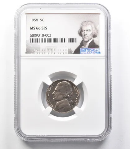 1958 Jefferson Nickel MS66 5FS NGC *3317