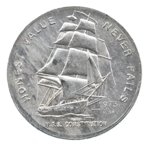 VINTAGE Art Bar/Round 1973 Constitution Mint Honest Value Silver 1 T Oz *224