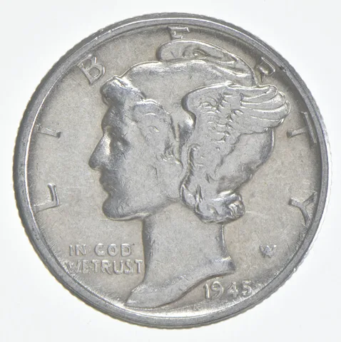 1945 (P) Mercury Dime 90% Silver AU Almost Unc