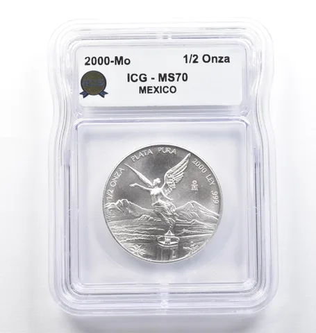 2000 Mo Mexico 1/2 Onza Silver Libertad MS70 ICG *6926