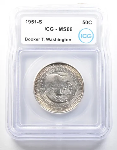 1951-S Booker T Washington Commemorative Half Dollar MS66 ICG a0154