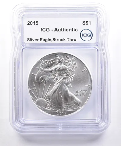 ERROR 2015 American Silver Eagle Struck Thru ICG a2359
