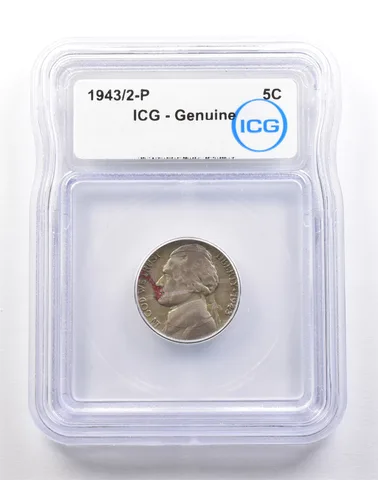 1943/2-P Jefferson Nickel Genuine ICG *2200