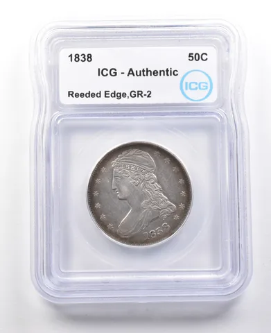 1838 Capped Bust Half Dollar Reeded Edge GR-2 Authentic ICG *2962