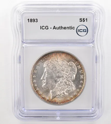 1893 Morgan Silver Dollar Authentic ICG Beautiful Tone *9117