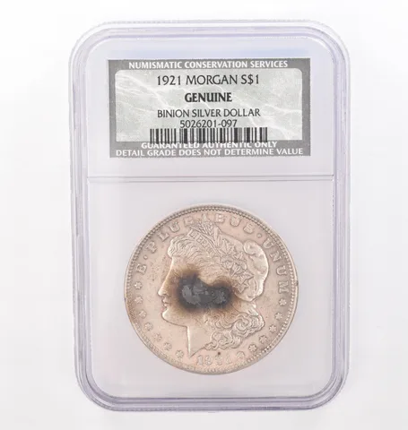 1921 Morgan Silver $1 Binion Silver Dollar Genuine NGC/NCS Beautiful Tone *4307