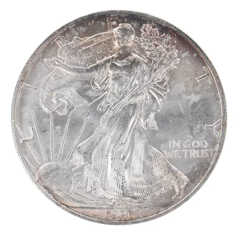 Beautiful Toned - 1996 American Silver Eagle 1 Troy Oz .999 Fine Silver *157