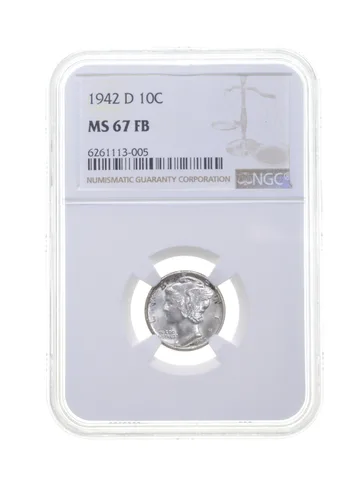 MS67 FB 1942-D Mercury Silver Dime - Graded NGC a4324