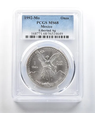 1992 Mo Mexico 1 Onza Silver Libertad MS68 PCGS *2042