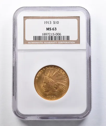 1913 $10 Indian Head Gold Eagle MS63 NGC PQ *2941