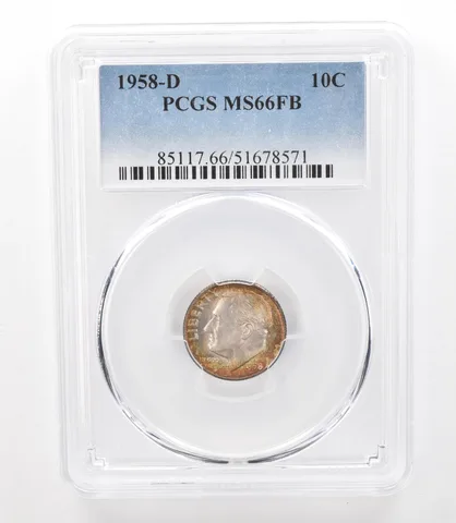 1958-D Roosevelt Dime MS66 FB PCGS Beautiful Tone *3188