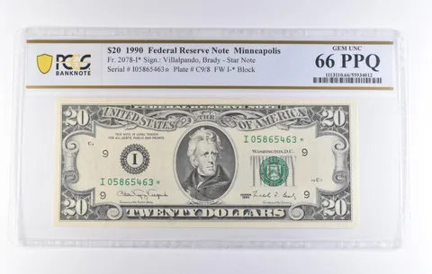 1990 $20 Minneapolis MN Star Note FRN Fr#2078-I* Gem Unc 66 PPQ PCGS *8304
