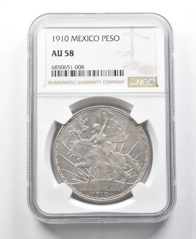 1910 Mexico Peso AU58 NGC a8675