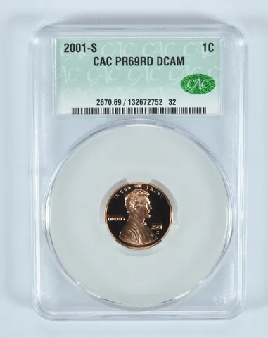 2001-S Lincoln Memorial Cent PR69 RD DCAM CAC CACg