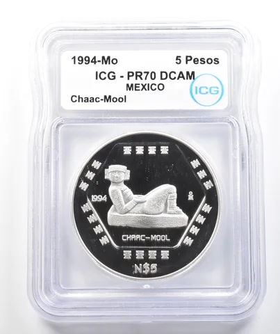 1994 Mo Mexico 5 Pesos Silver Chaac-Mool 1 Oz PR70 DCAM ICG a9872