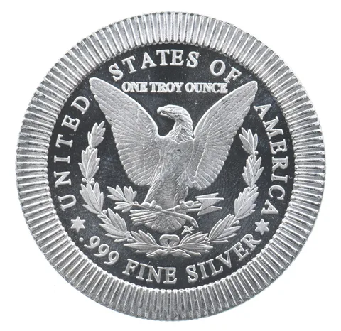 VINTAGE Art Bar/Round Morgan Dollar Design Stacker 1 Oz. Silver 1 T Ounce *147