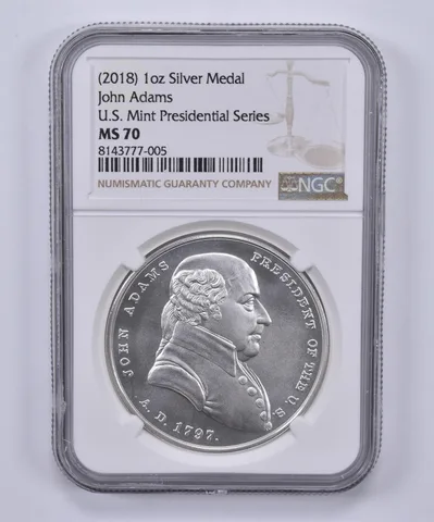 (2018) Silver Medal John Adams US Mint Presidential Series MS70 NGC