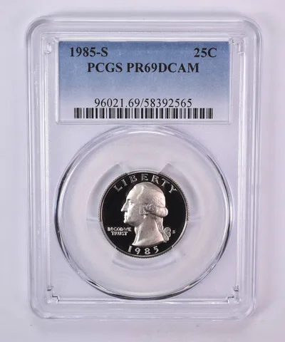 1985-S Washington Quarter PR69 DCAM PCGS Blue Label