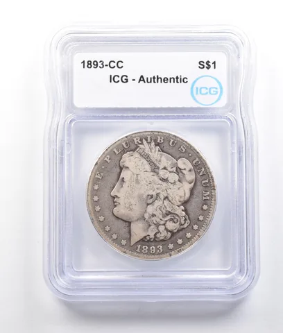 1893-CC Morgan Silver Dollar Authentic ICG a2698
