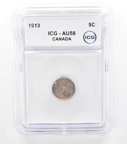 1913 Canada 5 Cents AU58 ICG Beautiful Tone *5753