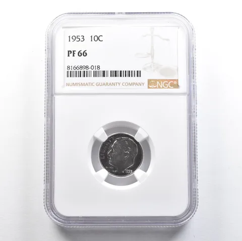 1953 Roosevelt Dime PF66 NGC PQ Cam Look *7645