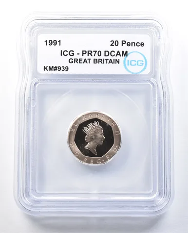 1991 Great Britain 20 Pence KM#939 PR70 DCAM ICG *8967