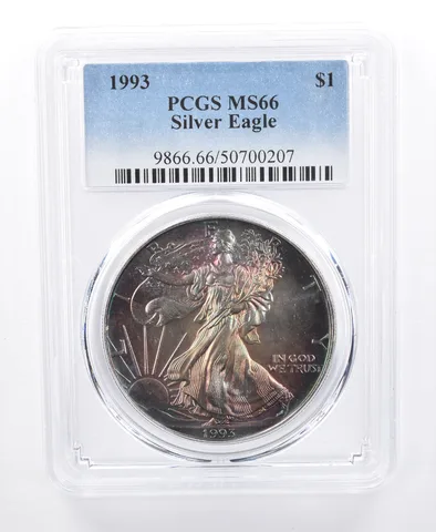 1993 American Silver Eagle MS66 PCGS Monster Tone *8683