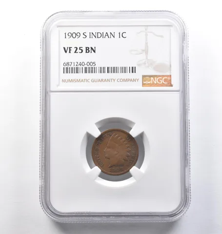 1909-S Indian Head Cent VF25 BN NGC *3836
