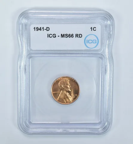 1941-D Lincoln Wheat Cent MS66 RD ICG