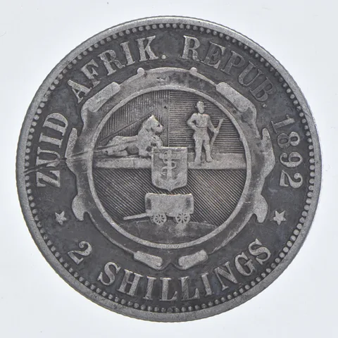 SILVER - WORLD Coin - 1892 South Africa 2 Shillings - World Silver Coin *846